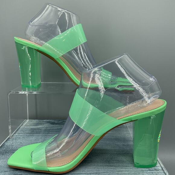 NEW BP Nola Block Heel Sandals Green Size 10M - Picture 2 of 10